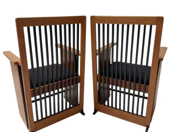 Two Art Deco Modernist High Back Armchairs by Architect Caspers, 1920s